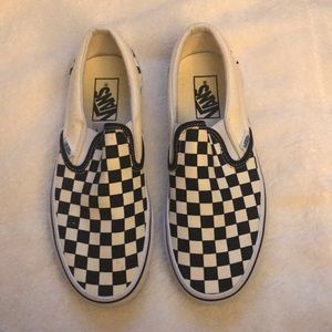 Vans checkered slip ons-Never worn